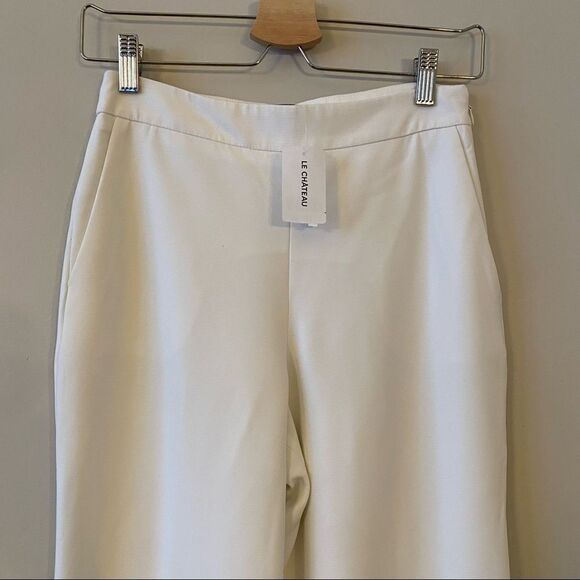 Nwt-le Château High Rise Wide Leg Ivory Trousers (Size:0) - Picture 3 of 11